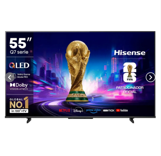 Smart Tv 55" QLED 4K UHD GOOGLE TV Gamer 144HZ 55Q7QG Hisense